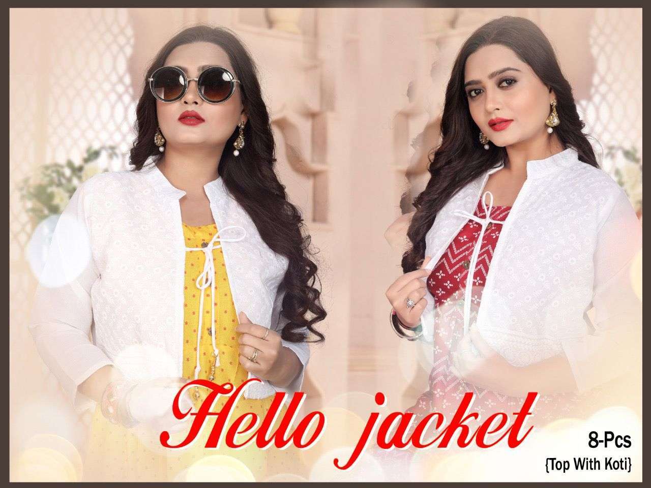 Beauty Queen Hello Jacket series 01-08 Rayon 14 Kg kurti with jacket