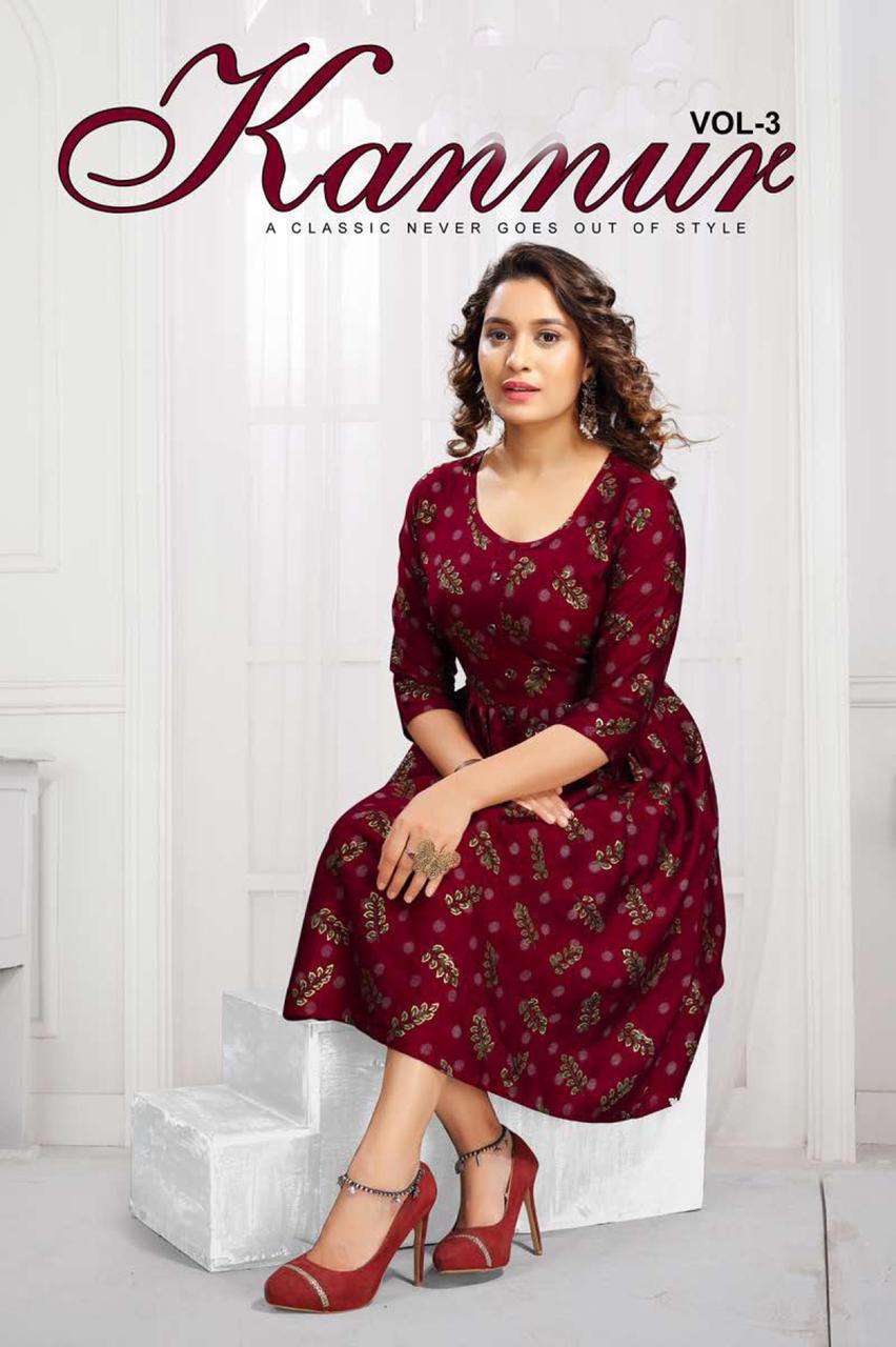 beauty queen kannur vol-3 series 1001-1008 art heavy kurti 