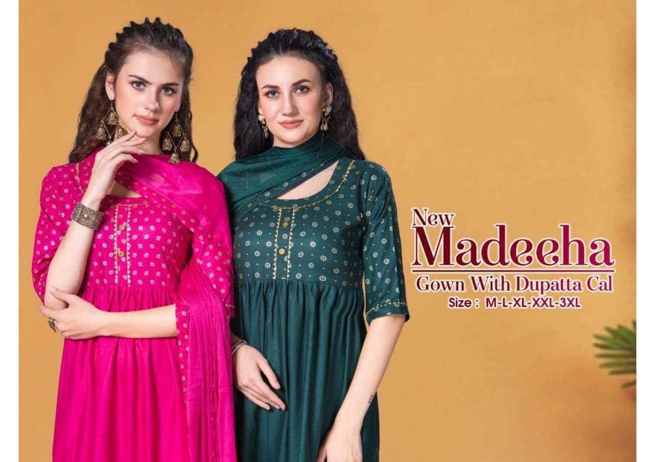 beauty queen madeeha series 101-108 rayon plain 14 kg kurti