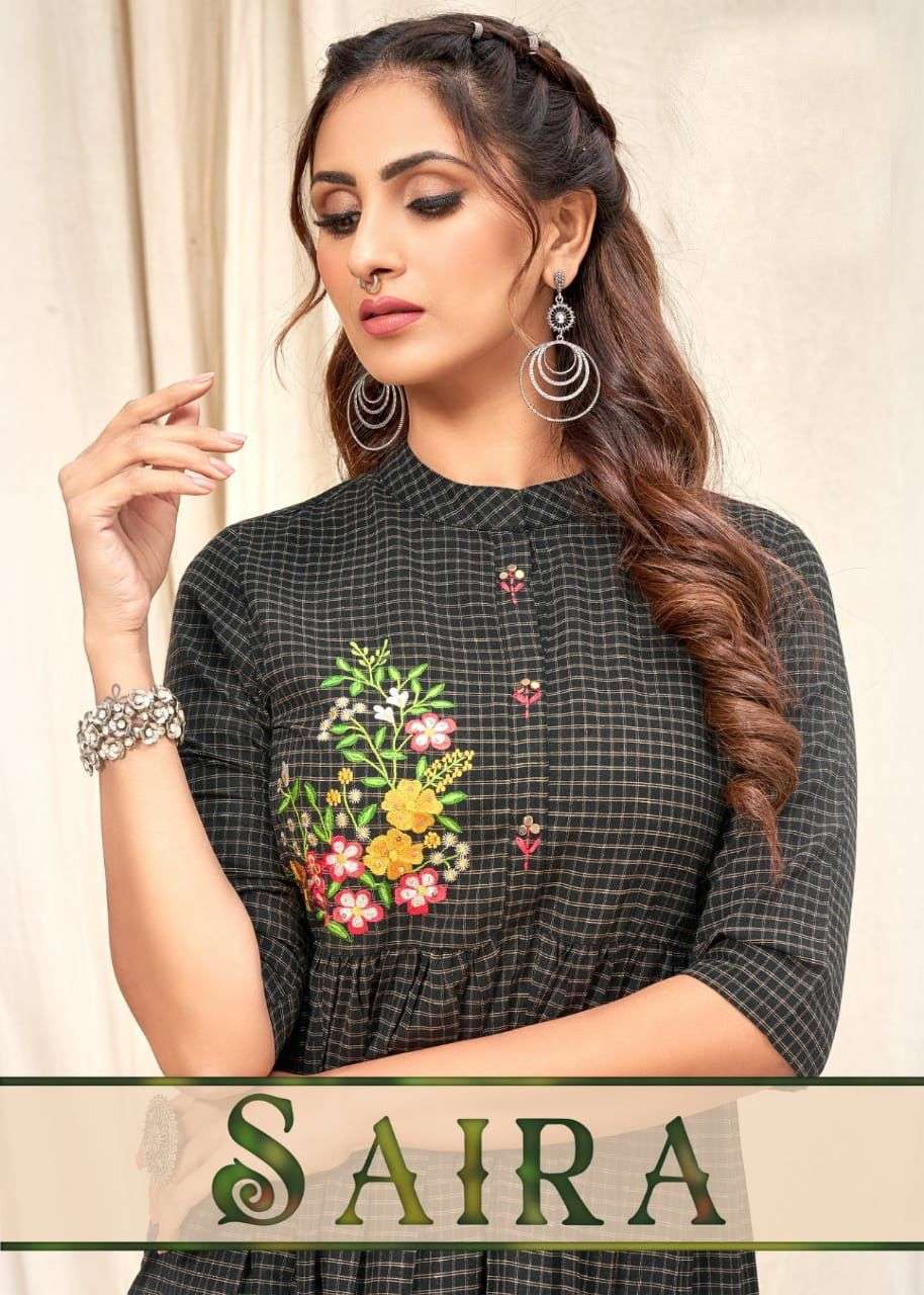 beauty queen saira series 1001-1008 Heavy rayon chex fabrics kurti 