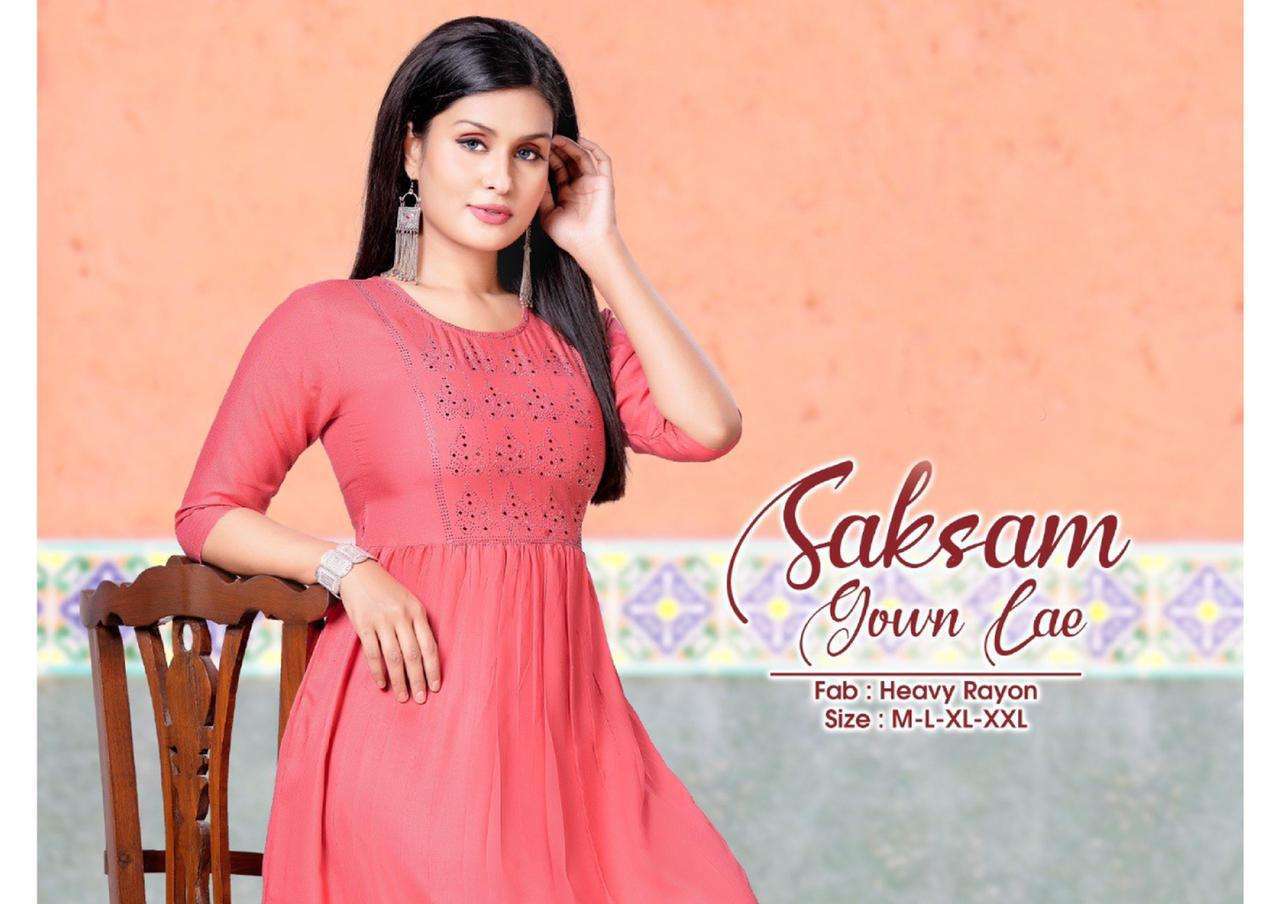 beauty queen saksam series 101-109 heavy rayon 14 kg kurti 