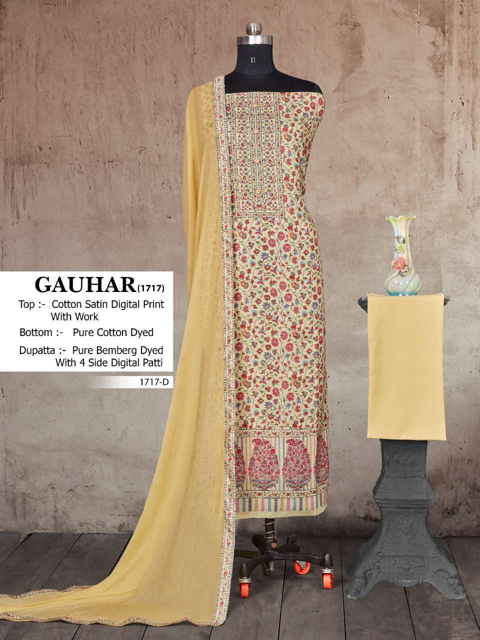 bipson gauhar 1717 cotton satin digital print suit 