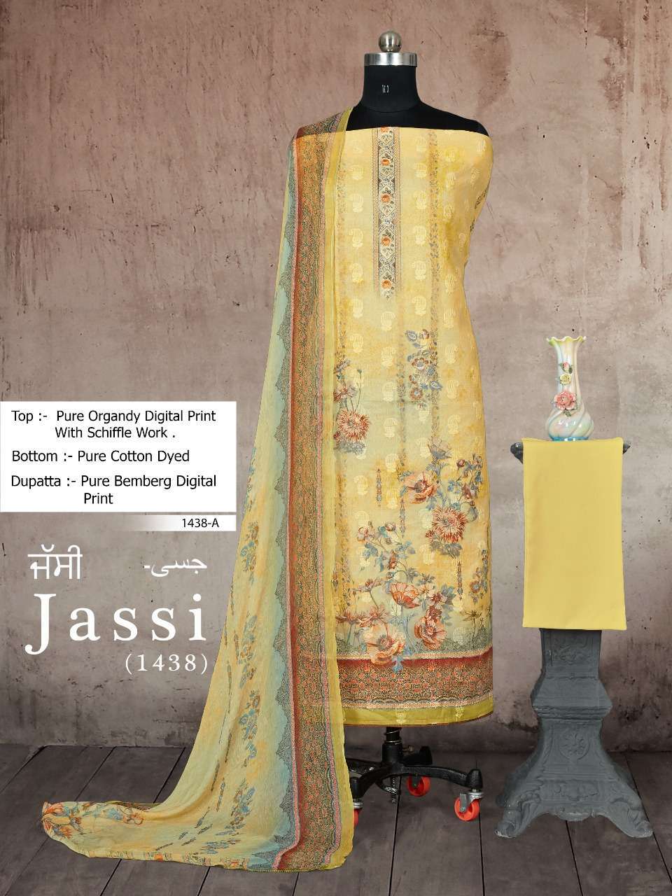 bipson jassi 1438 Organdy Digital Print suit