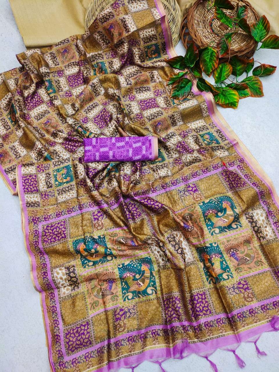 BT-10 DESIGNER MUL LINEN COTTON BEAUTIFUL PRINTS SAREE