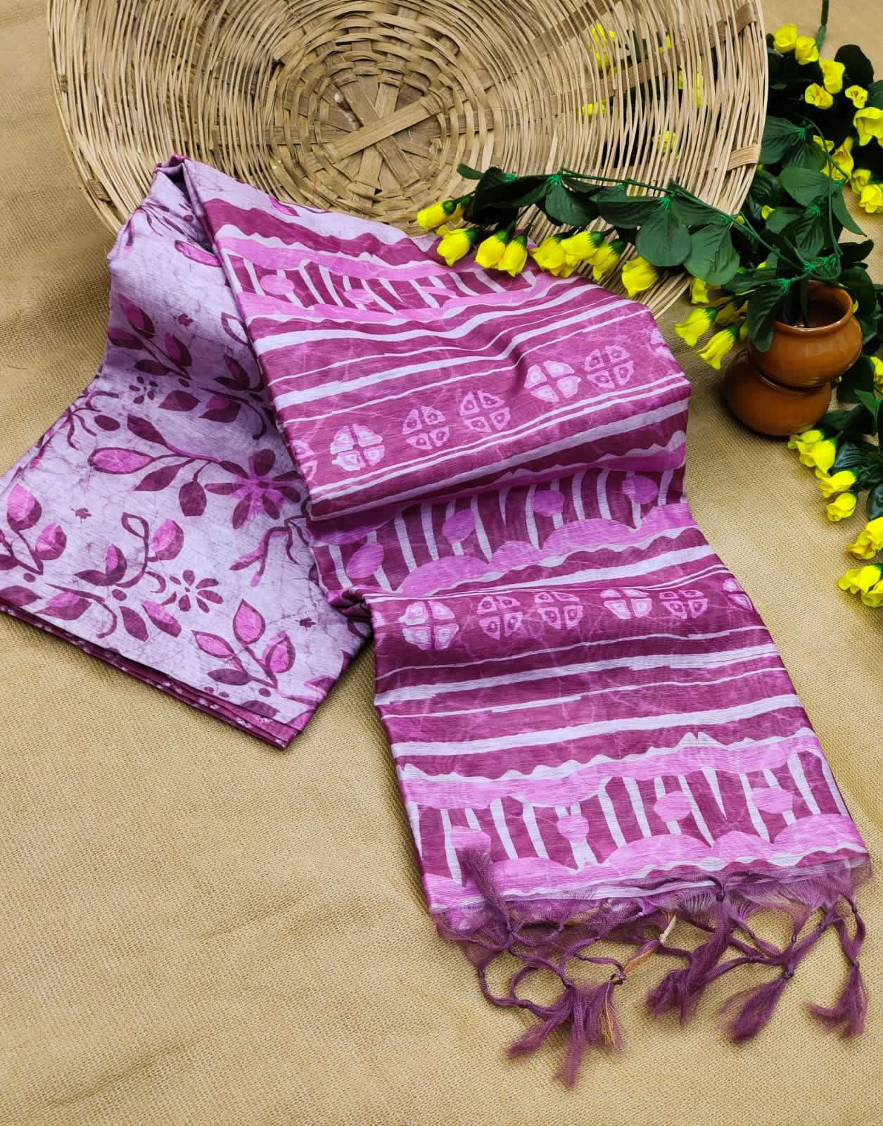 BT-10 DESIGNER MUL LINEN COTTON SAREE BEAUTIFUL PRINTS 