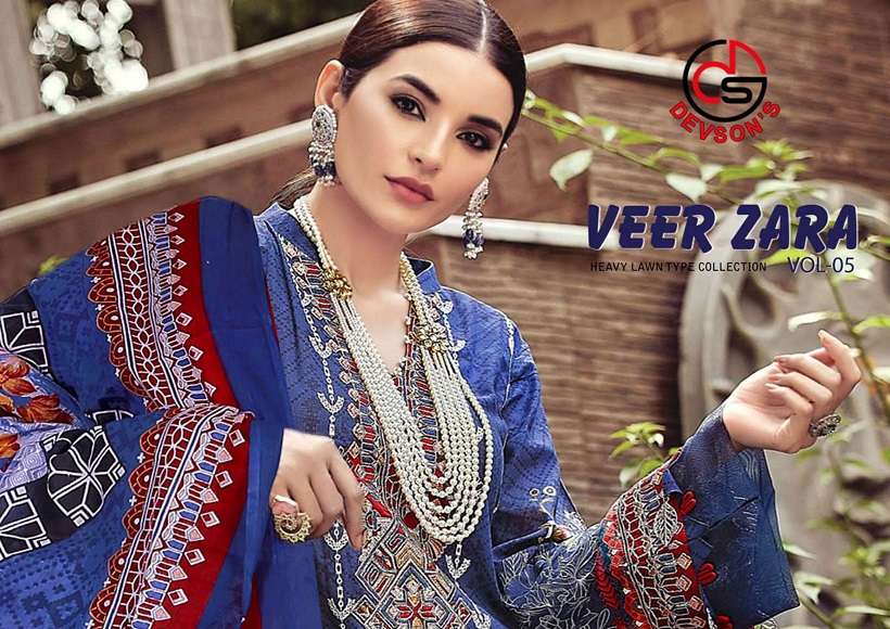 Devsons Veer Zara Vol-5 series 1001-1010 pure lawn cotton suit 