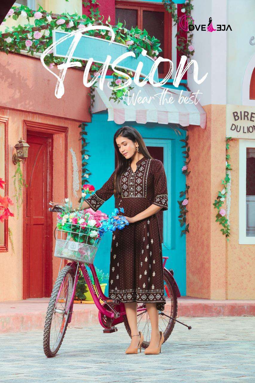 dveeja fusion series 101-108 heavy rayon kurti 