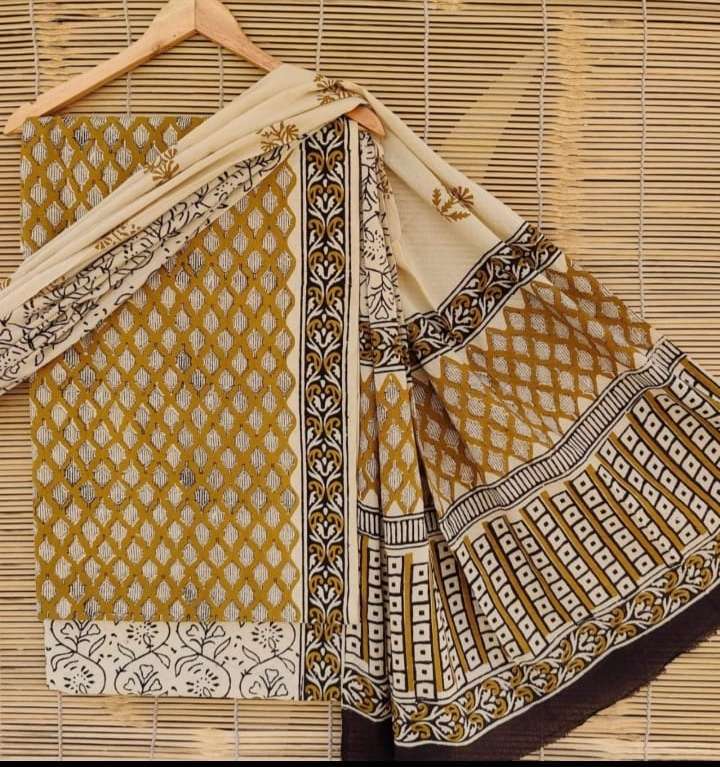 exclusive new hand block printed cotton suits with cotton dupatta