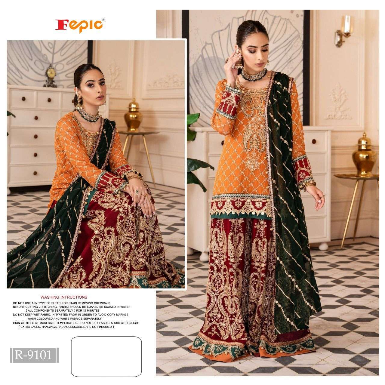 FEPIC ROSEMEEN R-9101 DESIGNER FAUX GEORGETTE SUIT 