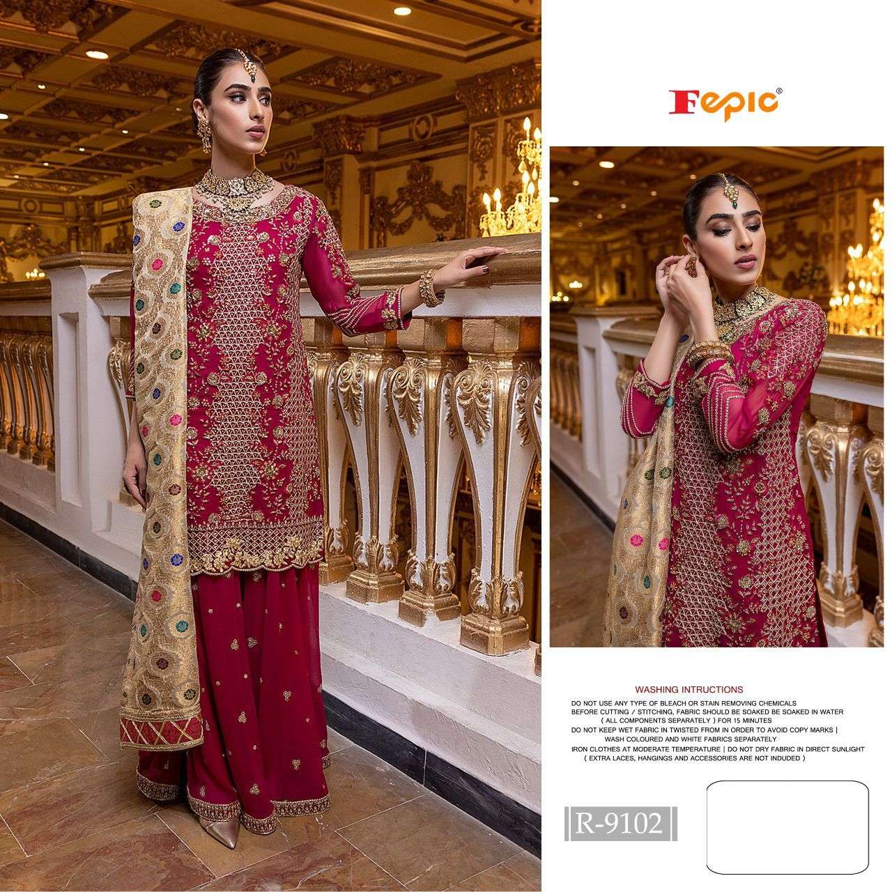 FEPIC ROSEMEEN R-9102 DESIGNER FAUX GEORGETTE SUIT 