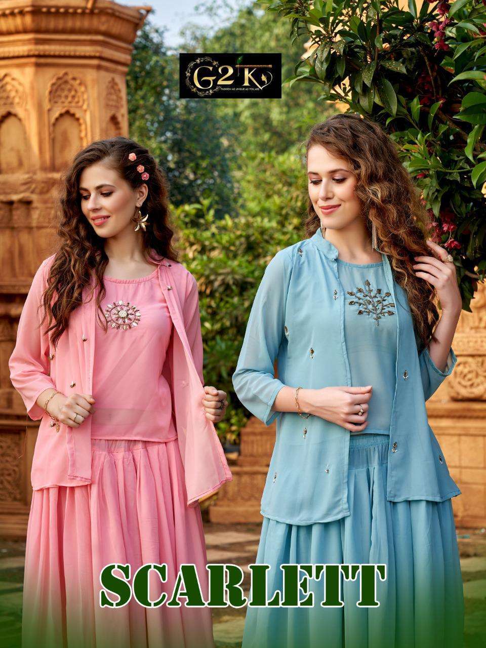 g2k scarlett series 1001-1005 georgette lining work kurti 