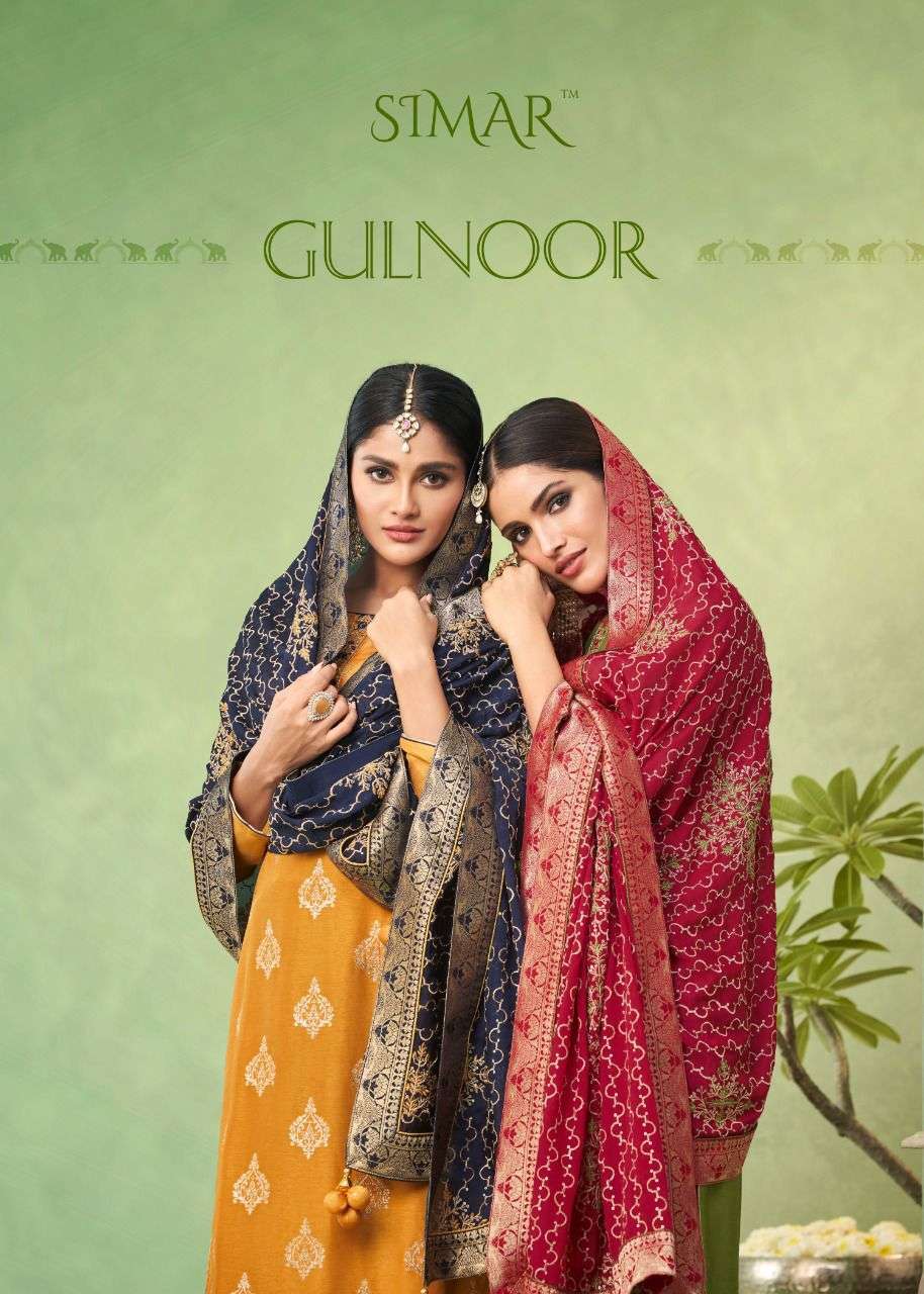 glossy gulnoor series 1845-1848 viscose dola jacquard suit 