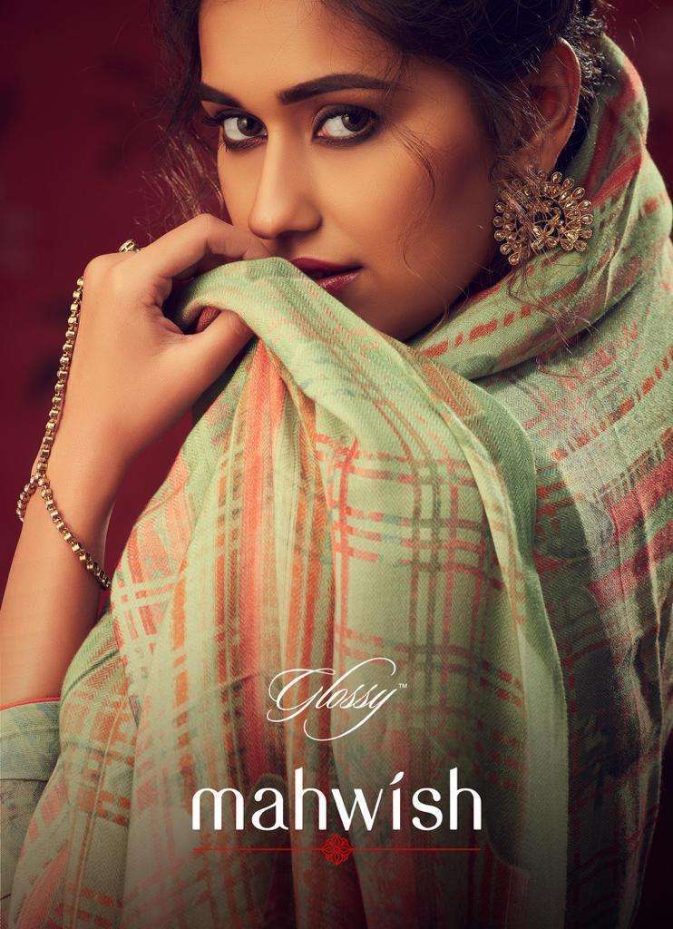 glossy mahwish series 090-097 pure jam satin cotton suit 