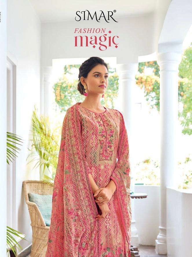 glossy simar magic series 594-601 cotton embroidery suit 