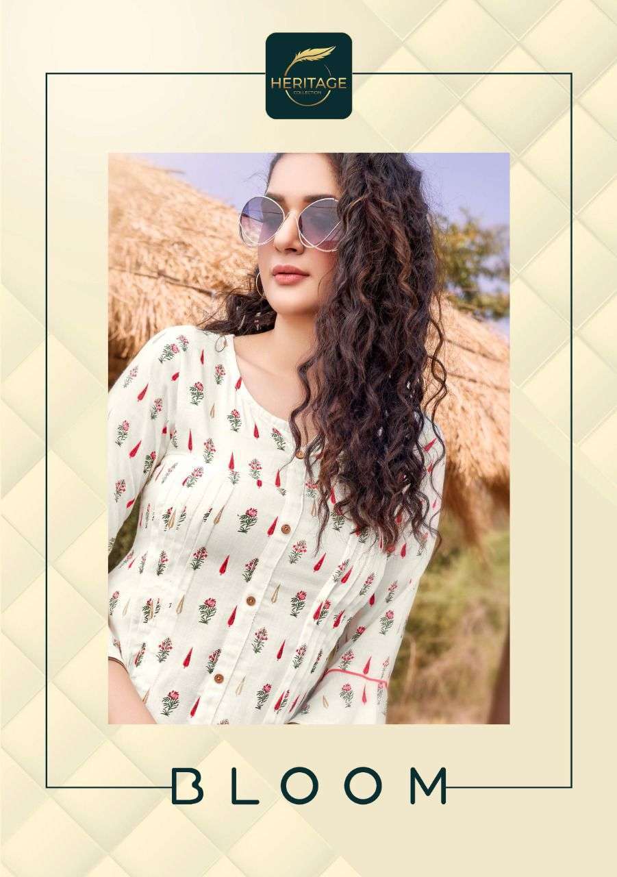 heritage bloom series 1101-1108 rayon slub kurti 