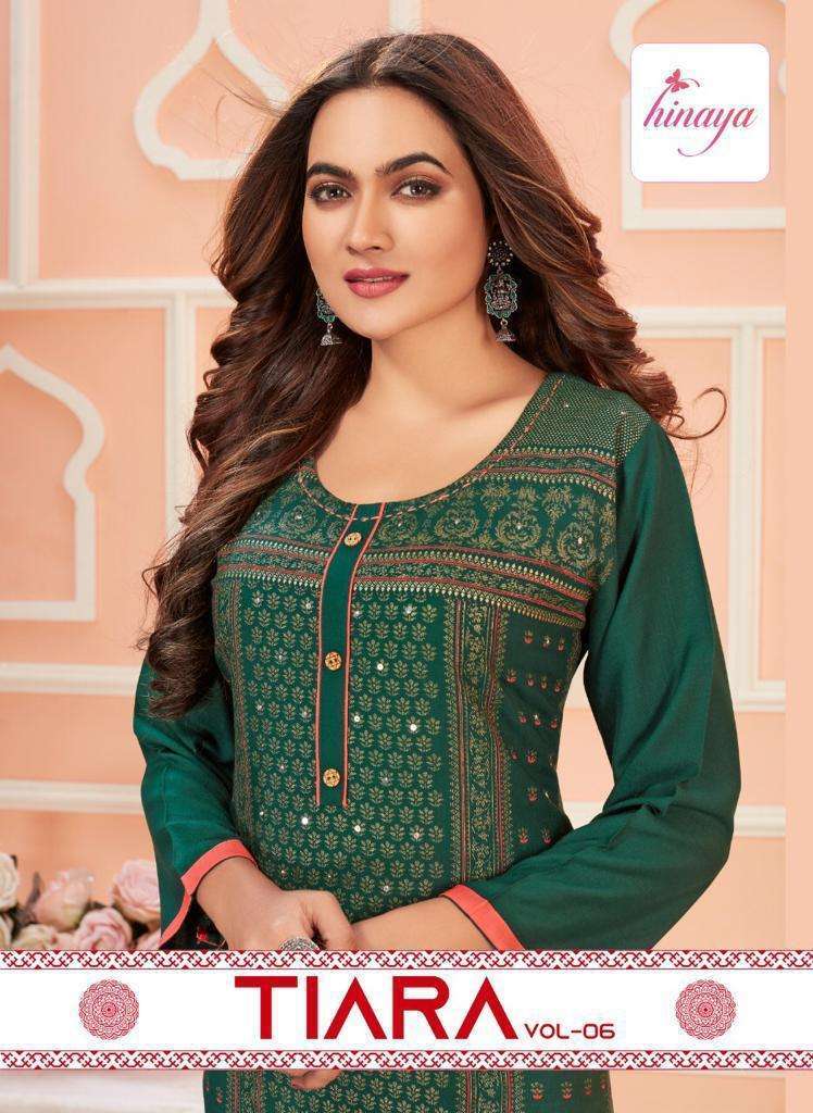 hinaya tiara vol 6 series 13001-13008 rayon slub kurti 