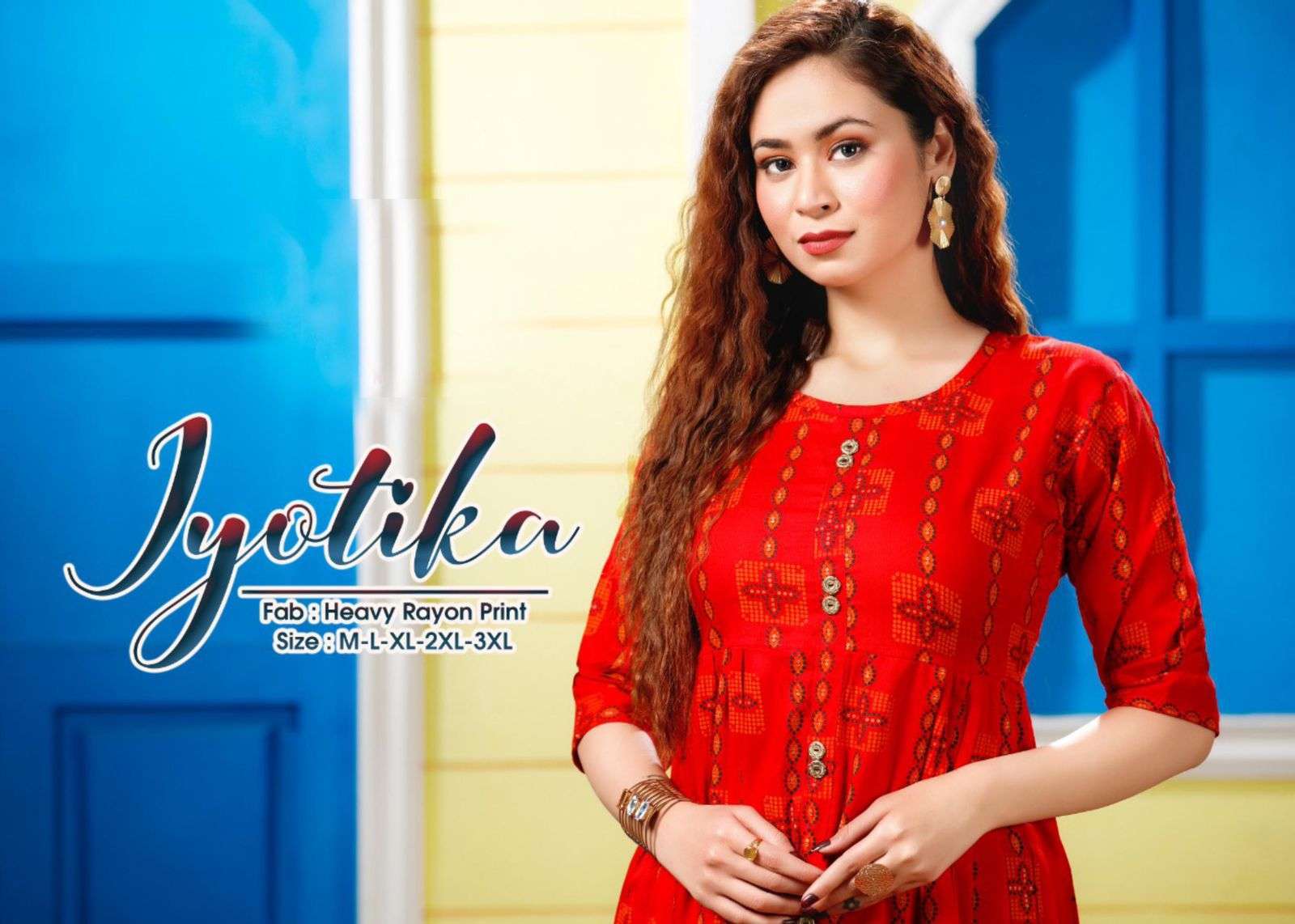 jyotika series 101-108 heavy rayon with print kurti 