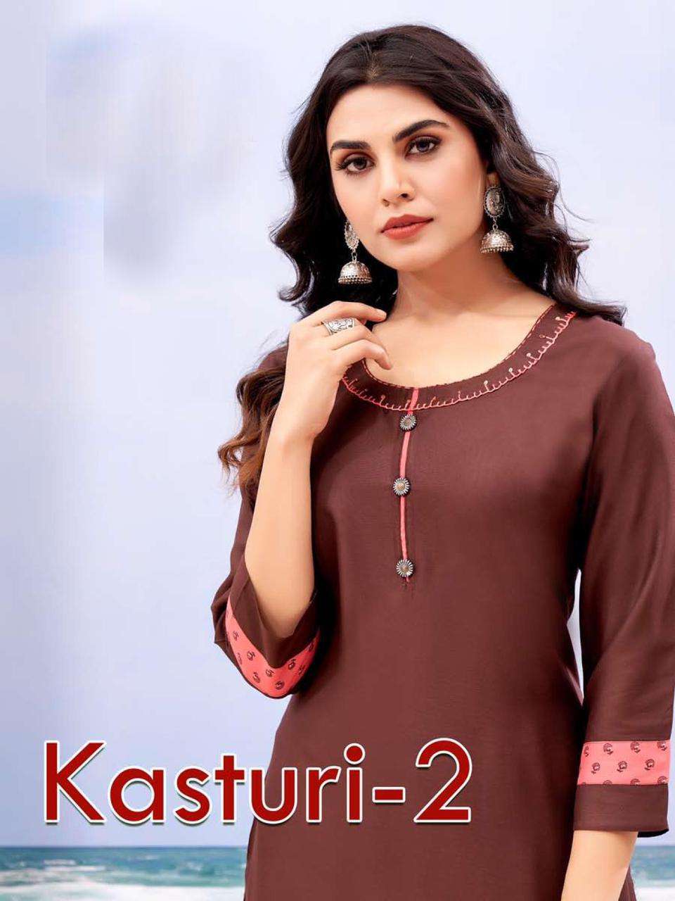 kasturi vol 2 series 1001-1008 heavy rayon 14 kg kurti 