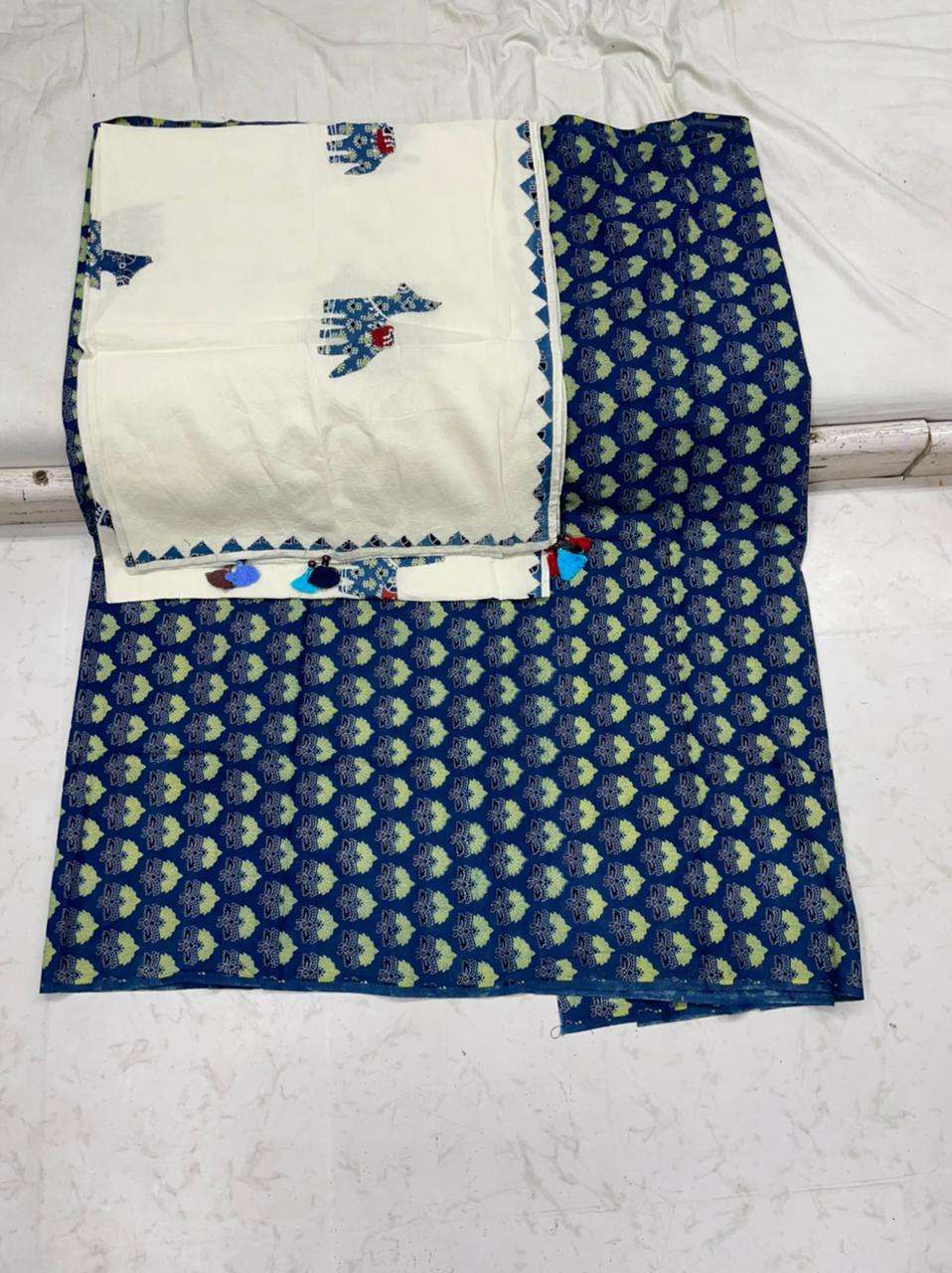 kc unstitched pure cotton kurti with patch work dupatta set