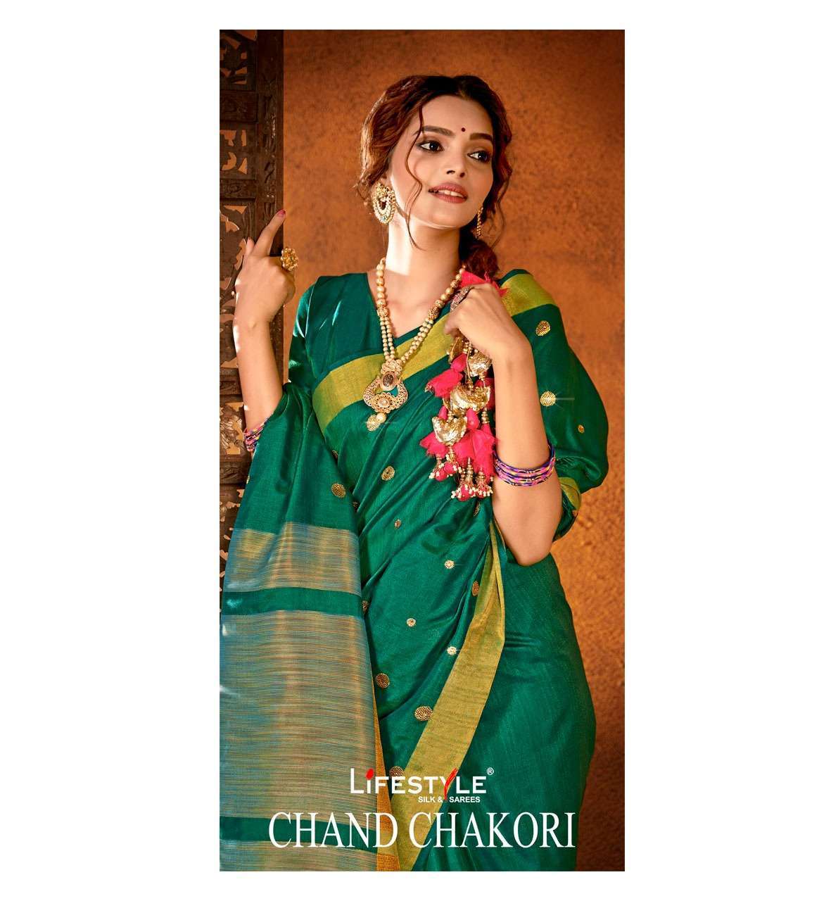 lifestyle chand chakori vol 1 series 79641-79646 chanderi silk saree