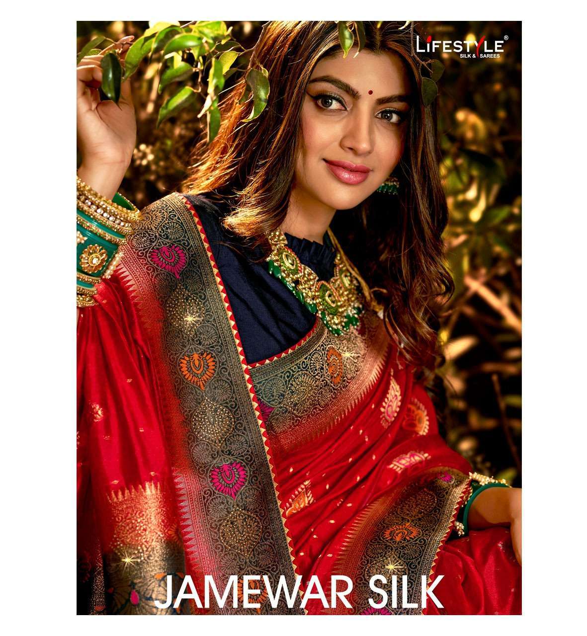 lifestyle jamewar silk vol 1 series 81481-81486 raw silk saree
