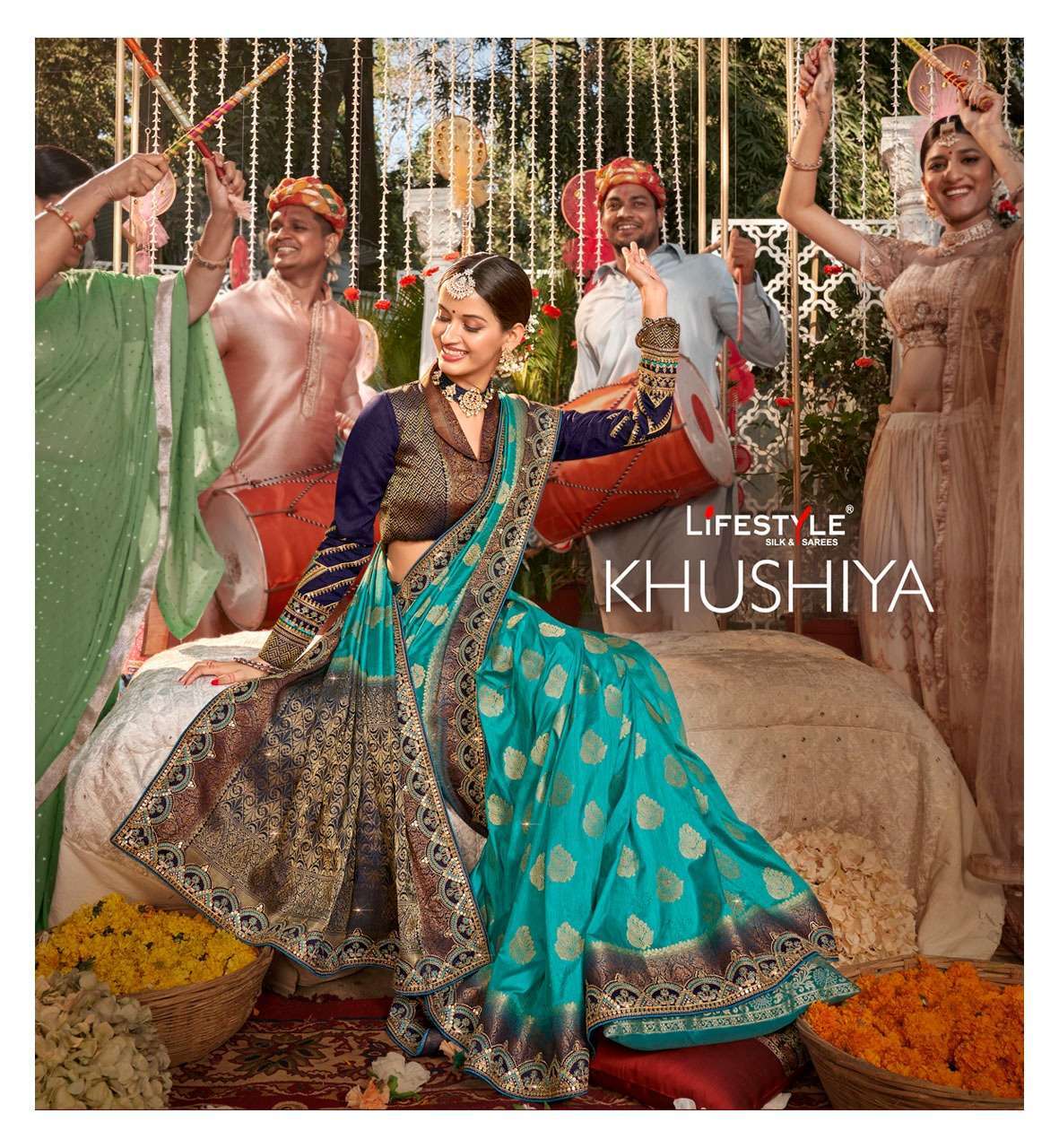lifestyle khushiya vol 1 series 81141-81146 raw silk saree
