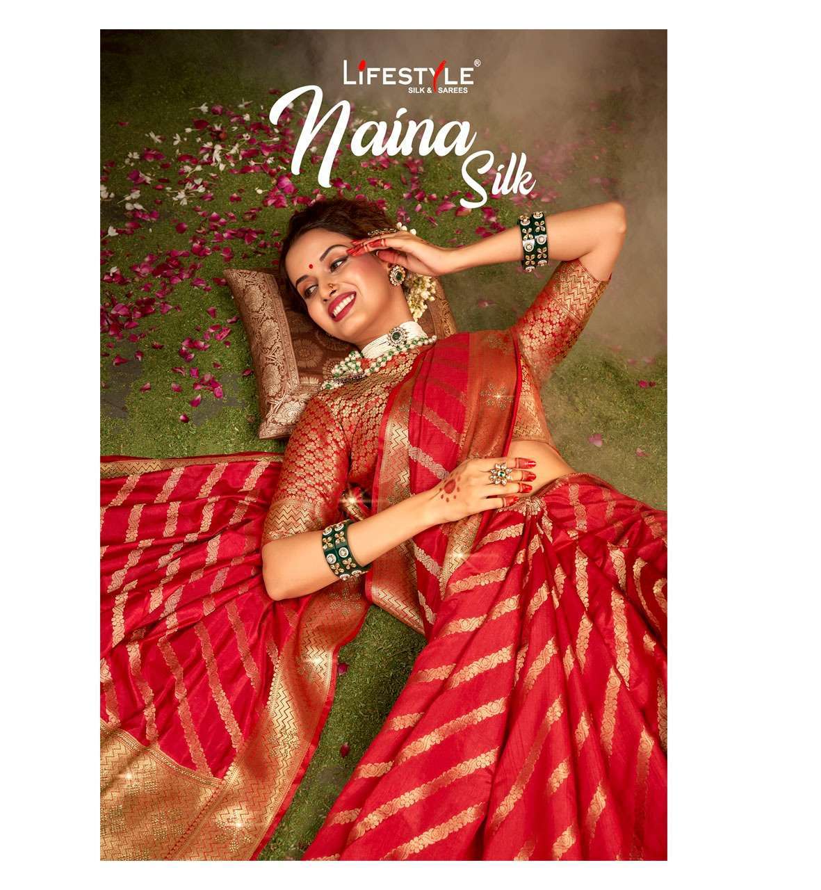 lifestyle naina silk vol 1 series 80701-80706 nylon raw silk saree