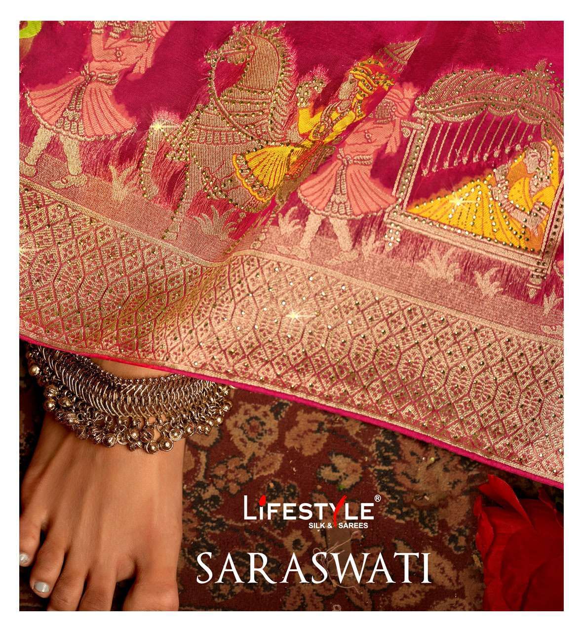 lifestyle saraswati vol 1 series 80781-80786 organza tissue saree