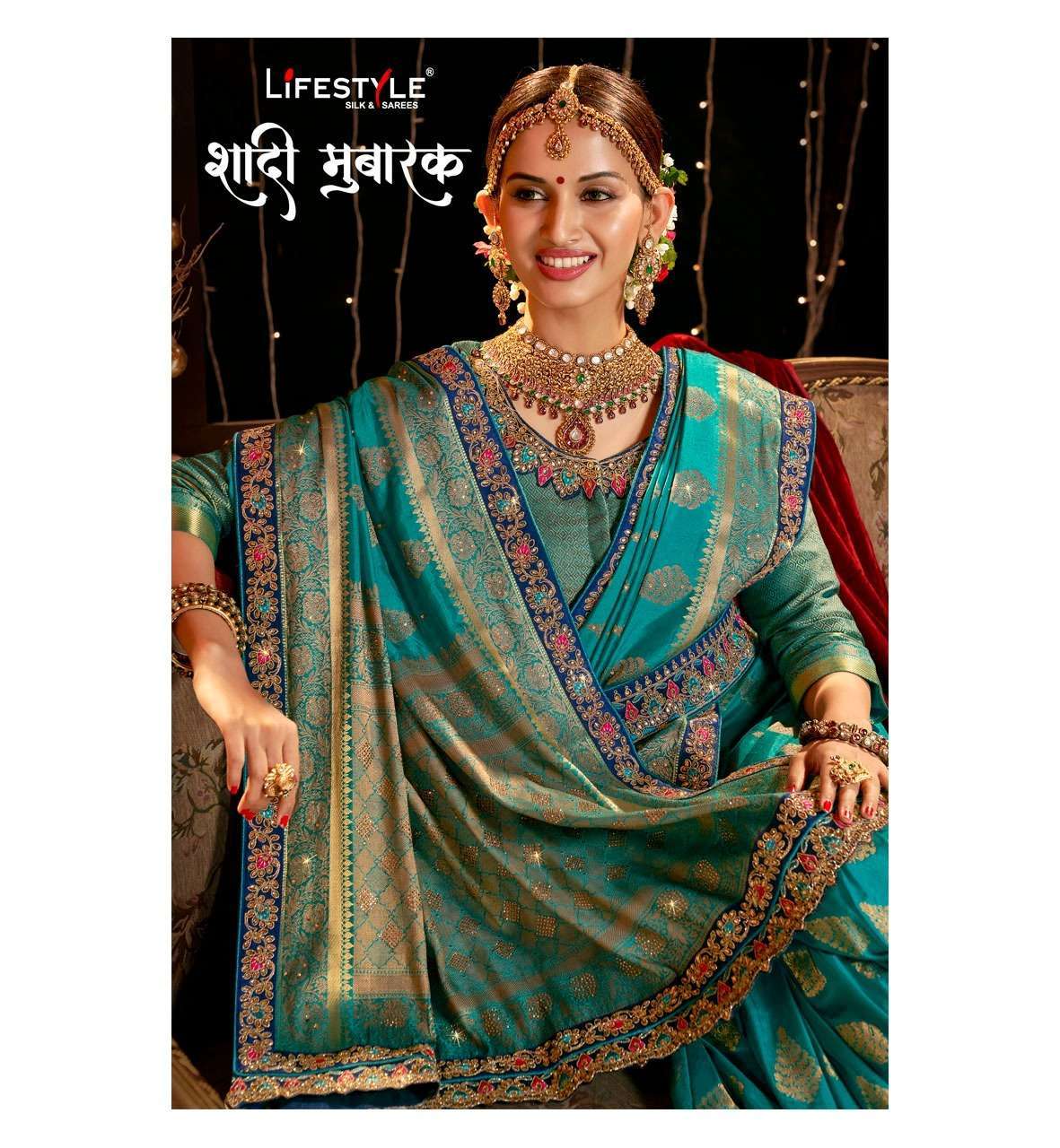 lifestyle shadi mubarak vol 1 series 81321-81326 nylon silk saree