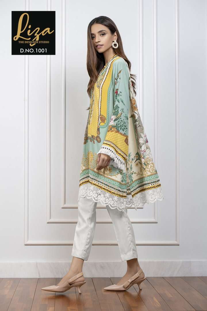 liza d no 1001 Maslin Kurti On Digital Print