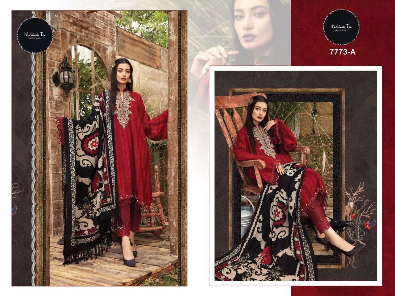 MEHBOOB TEX 7773-A DESIGNER CAMBRIC COTTON SUIT 