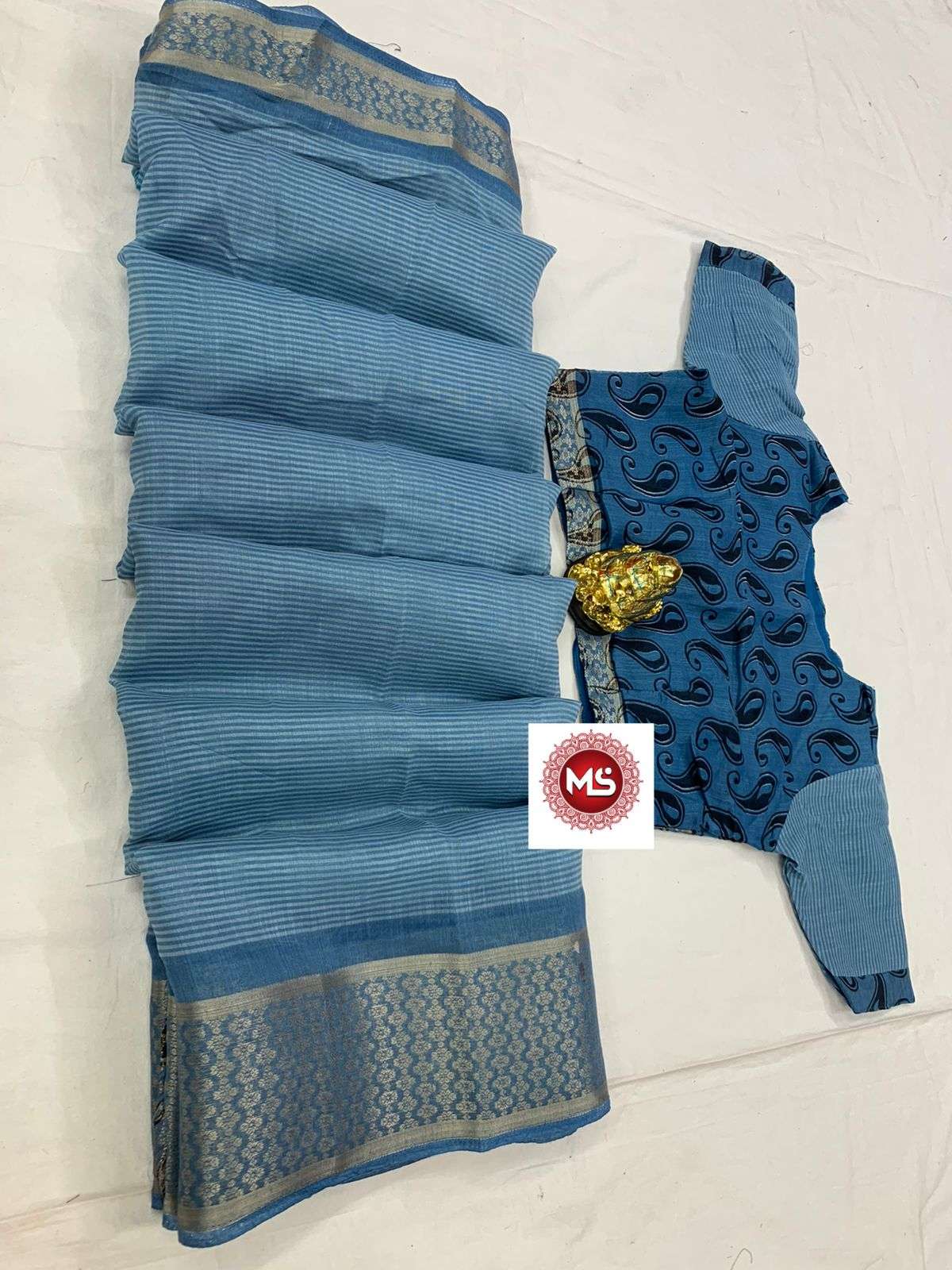 MS BRAND PEINT DESIGNER LINEN COTTON SAREE 