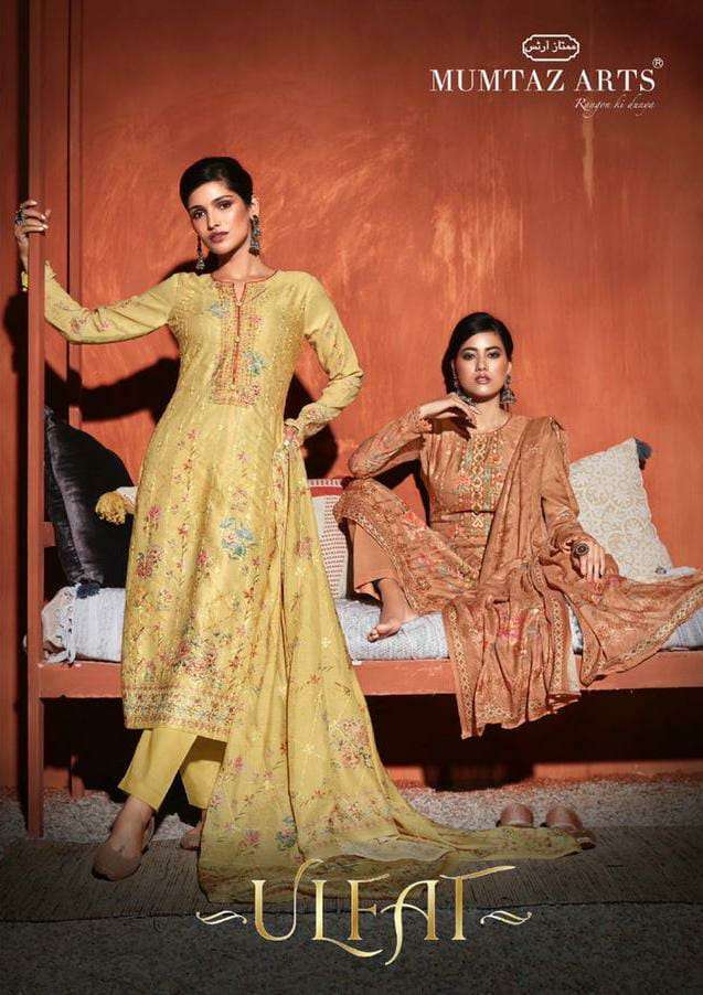 mumtaz arts ulfat series 1001-1010 pure jam satin suit 