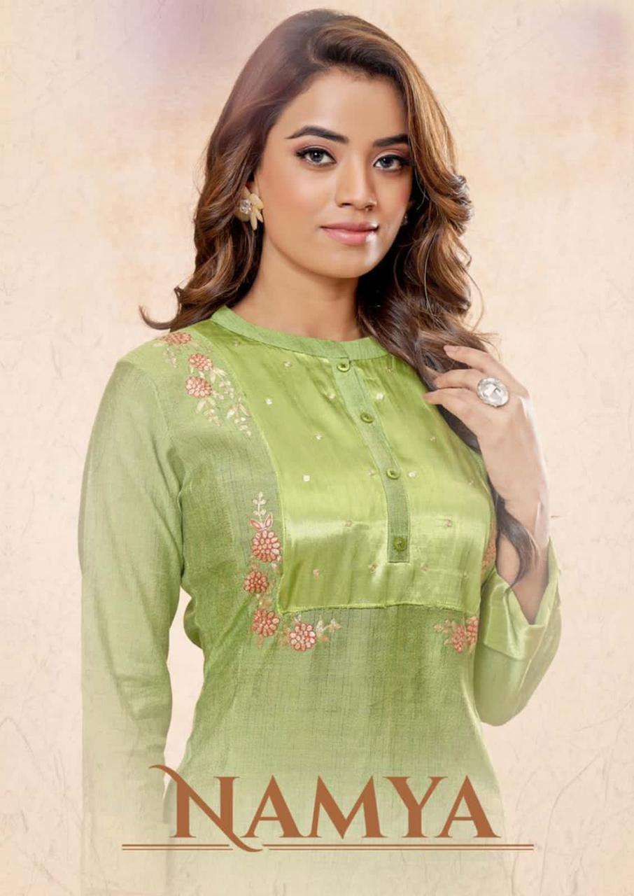 namya series 1001-1007 Heavy silk fabrics kurti