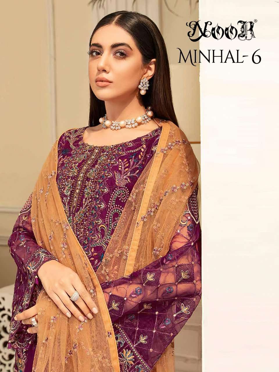 noor minhal vol 6 series 16002-16004 georgette suit 