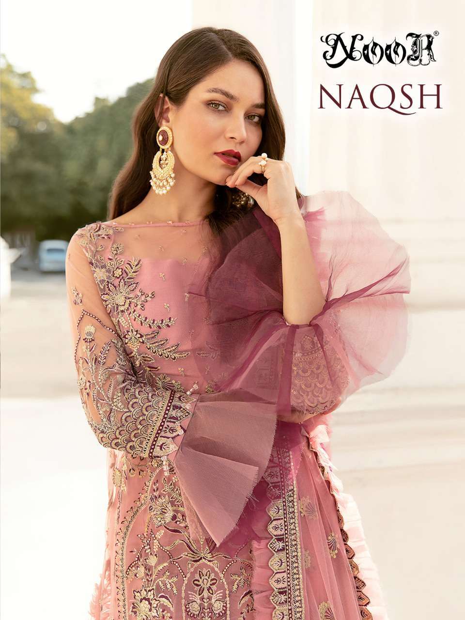 noor naqsh series 40041-40043 georgette net suit 