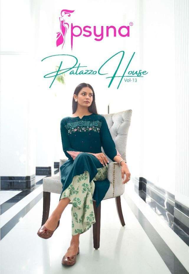 psyna palazzo house vol 13 series 13001-13008 rayon slub dyed kurti