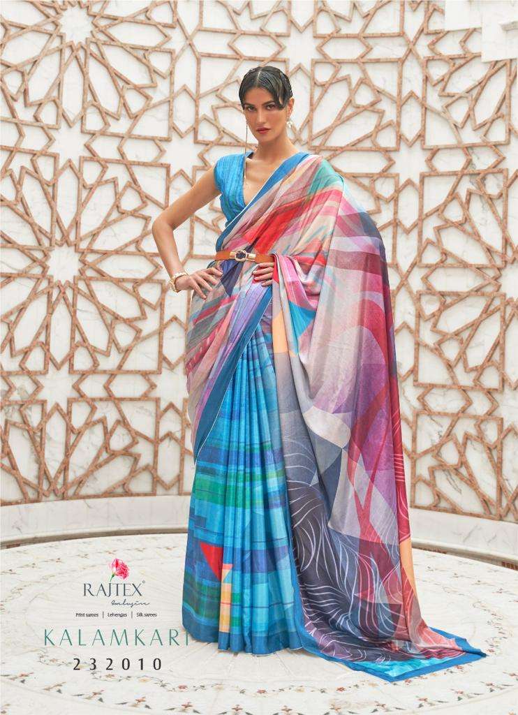 RAJTEX KALAMKARI DESIGNER PURE SILK CRAPE SAREE