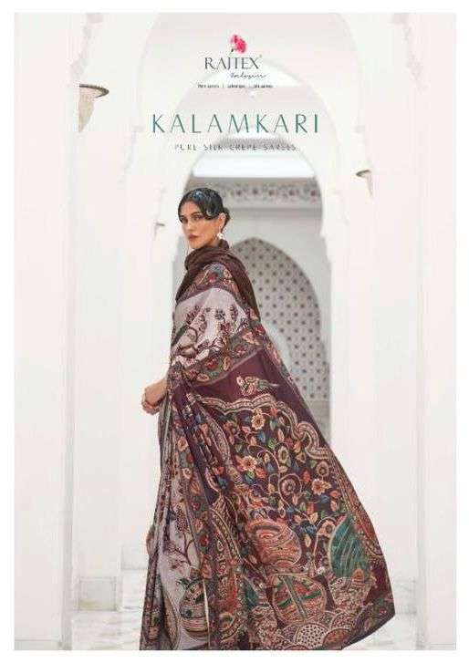 rajtex kalamkari series 232001-232011 silk crape saree