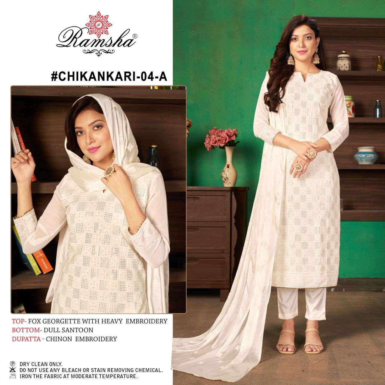 ramsha chikankari 04 nx georgette embroidery work suit 