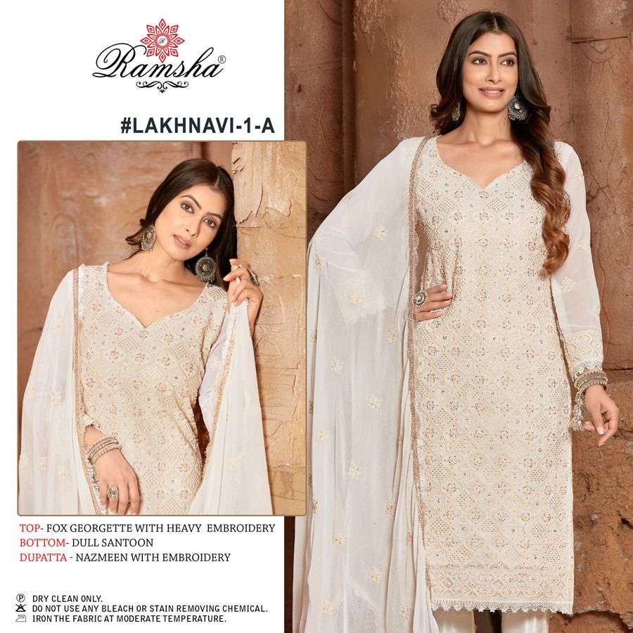 RAMSHA LAKHNAVI-1 & 2 DESIGNER GEORGETTE SUIT 