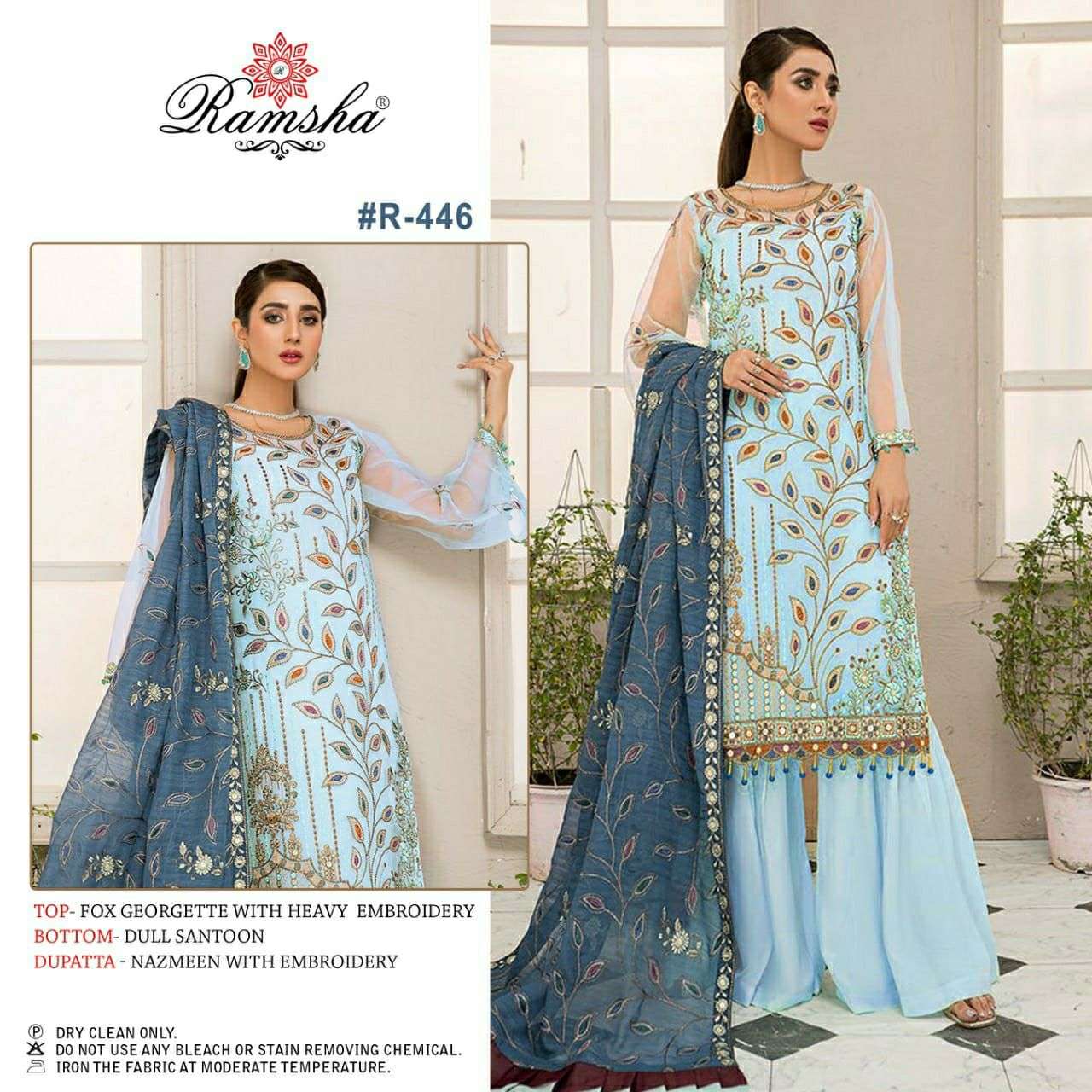 RAMSHA R-446 DESIGNER PURE MUSLIN SUIT 