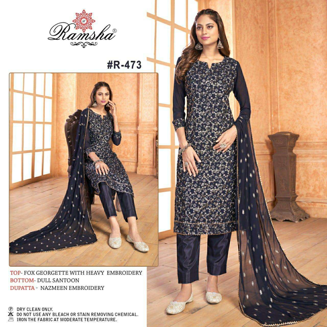 RAMSHA R-473 DESIGNER GEORGETTE SUIT 