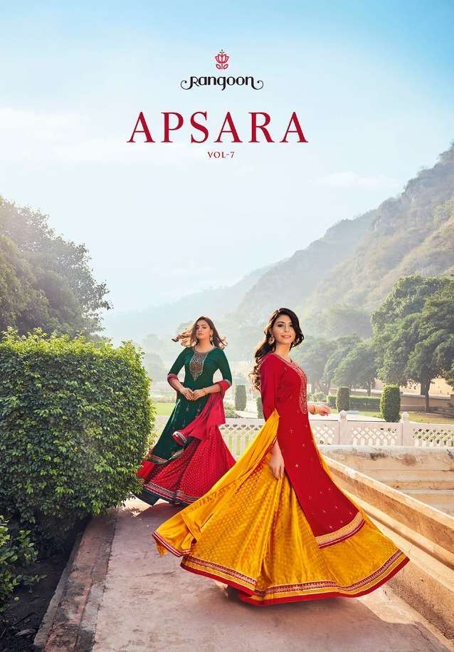 rangoon apsara vol 7 series 3421-3426 heavy rayon readymade suit 