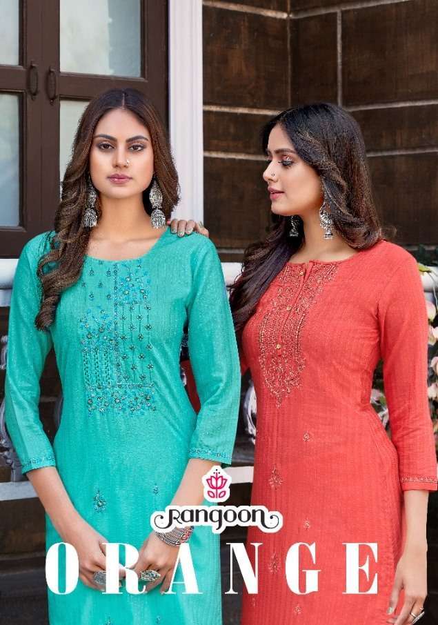 rangoon orange  series 3541-3546 Fancy Lining Cotton kurti