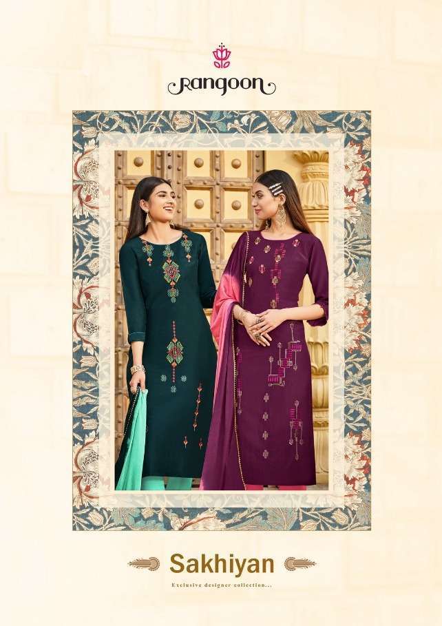 rangoon sakhiyan series 3391-3396 fancy cotton readymade suit 