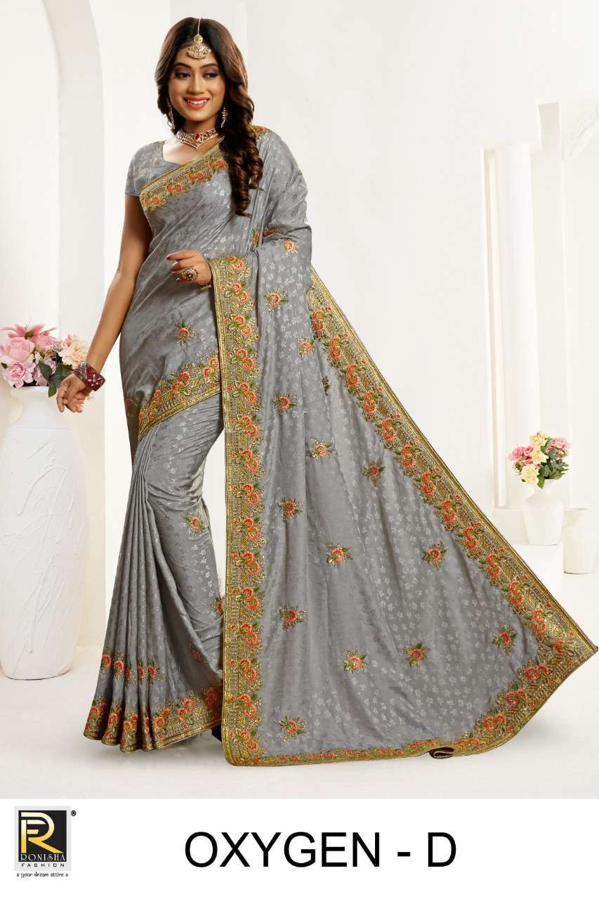 Ranjna sarees Oxygen jacquard embroidery worked saree