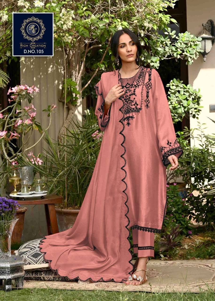 rich creation d no 105 Pure Georgette readymade suit 