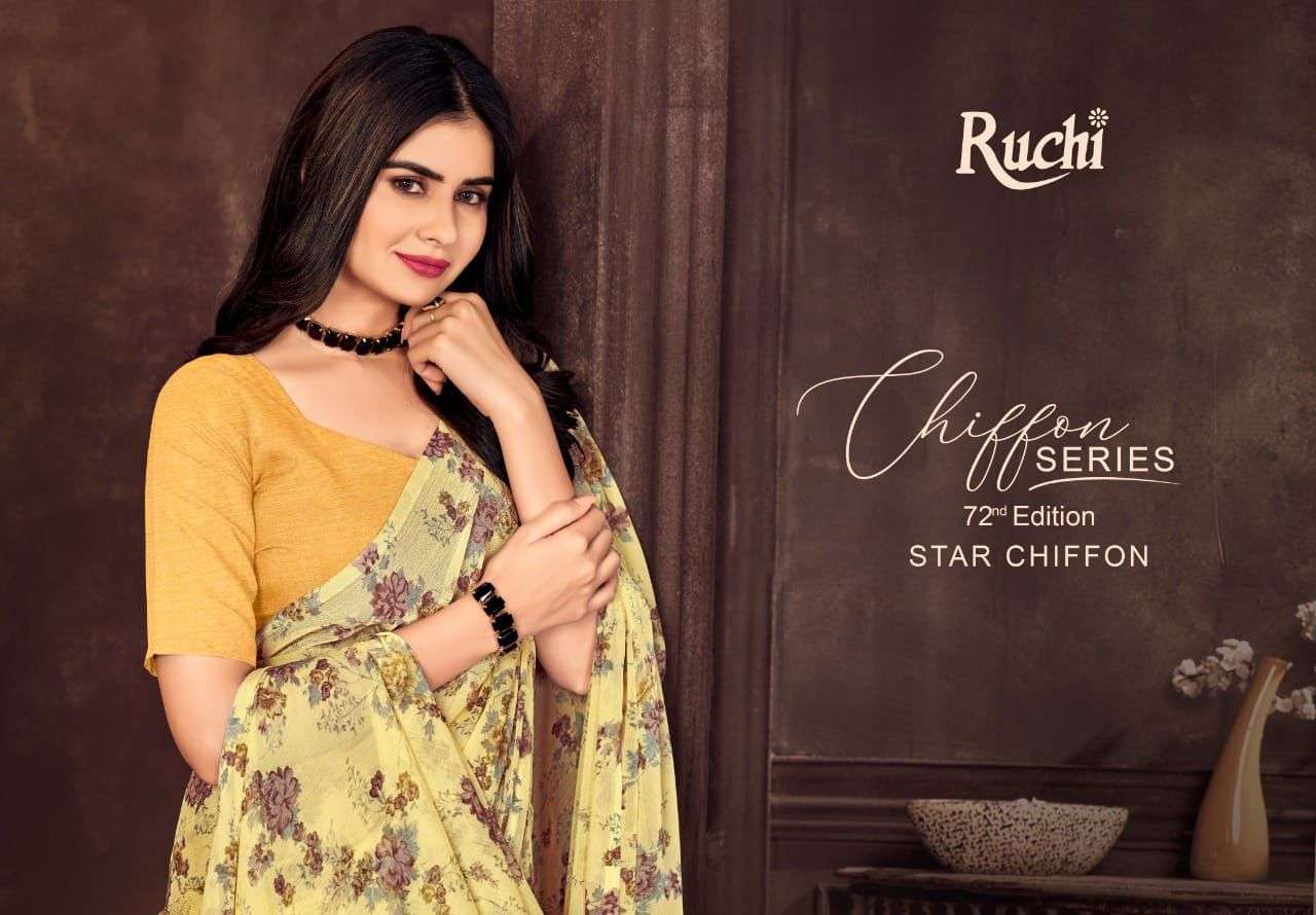 ruchi star chiffon vol 72 series 15601-15612 chiffon saree