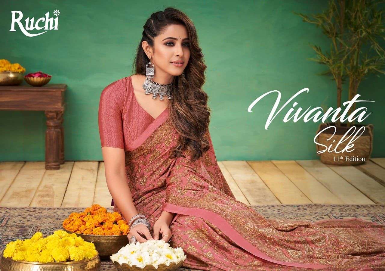 RUCHI VIVANTA SILK-11 DESIGNER SILK CRAPE SAREE 